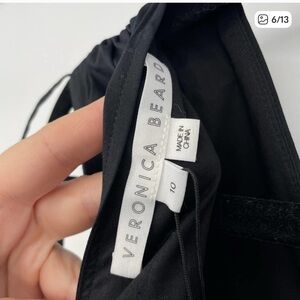 Veronica Beard Black Perrin Maxi Dress V-Neck Ruched High Low Size 10 NEW